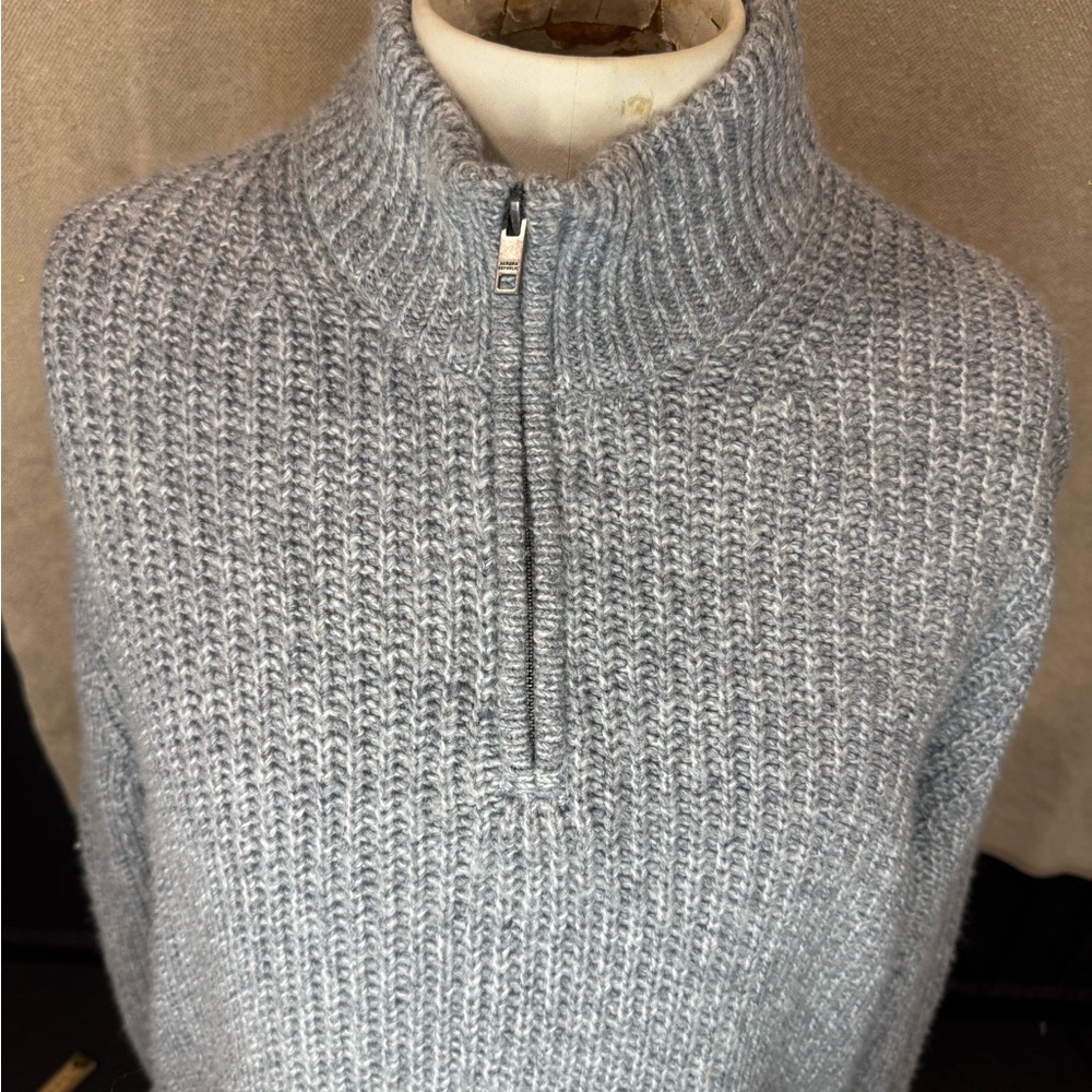 Banana Republic Men's Light Gray Half-Zip Sweater